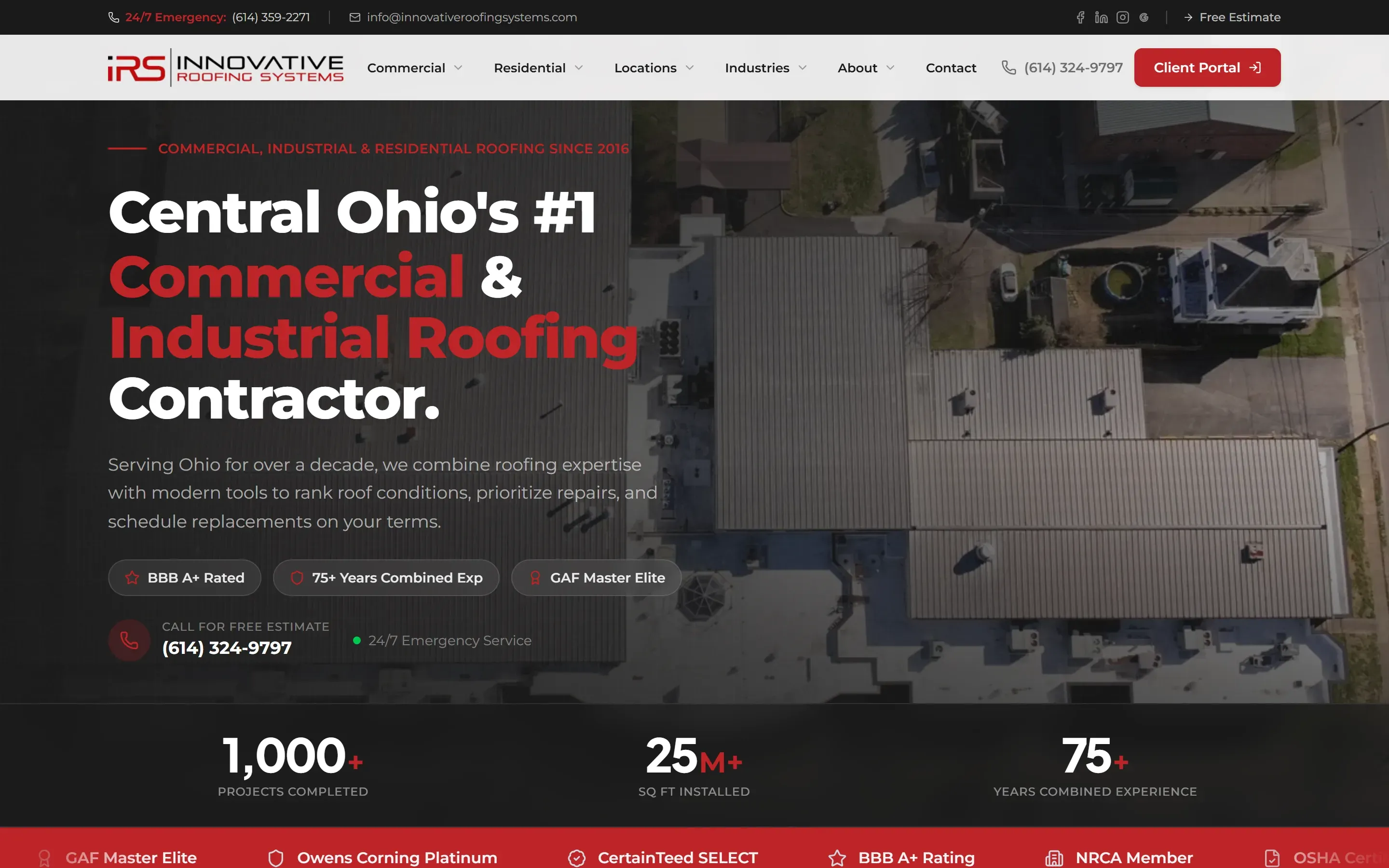 Innovative Roofing Systems — website screenshot